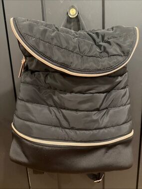 Stella & Dot Black Quilted Backpack with Rose Gold Trim Crush It